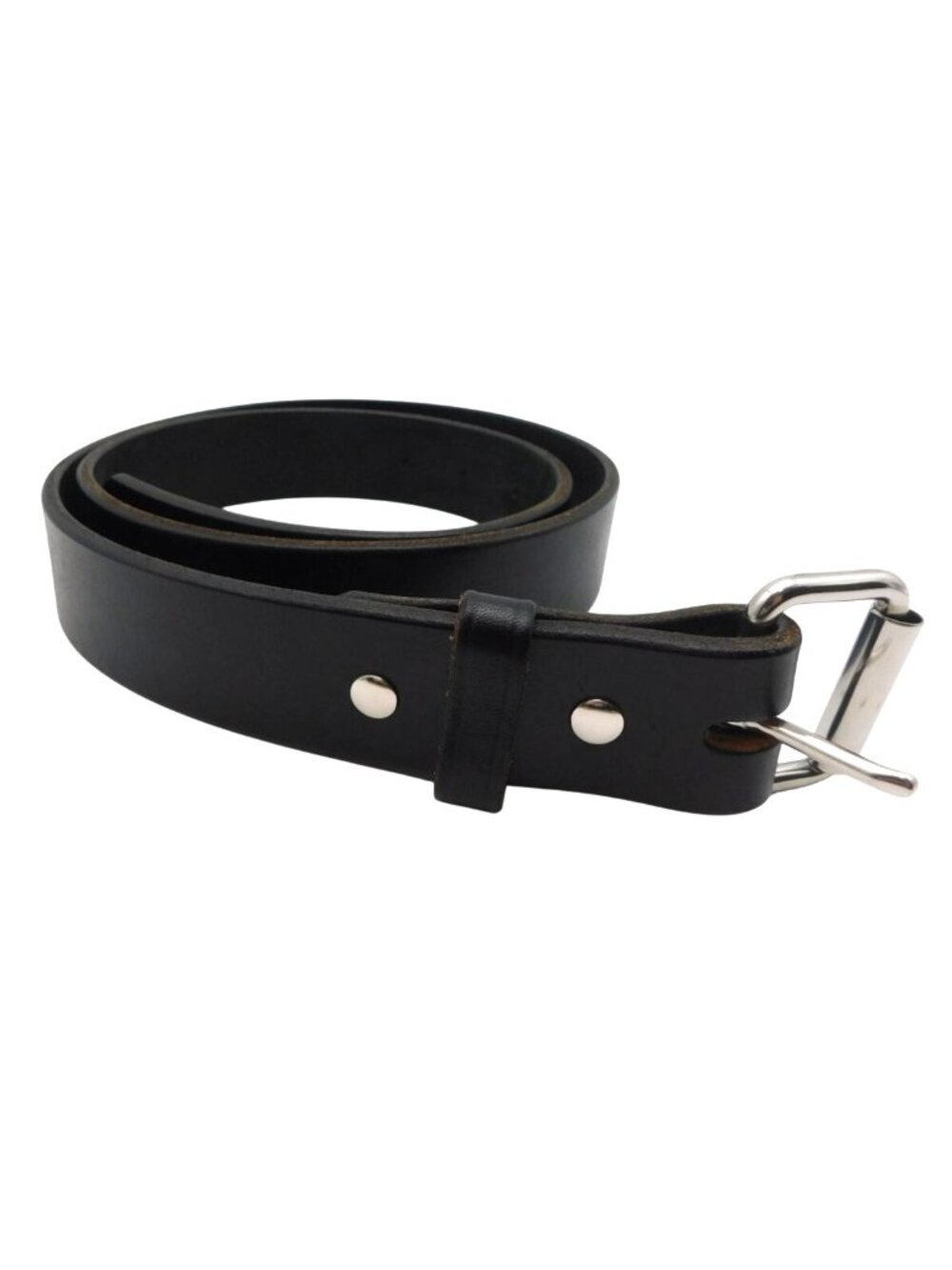 Amish Handcrafted Black Leather Belt Made USA Casual Workwear 48" Long